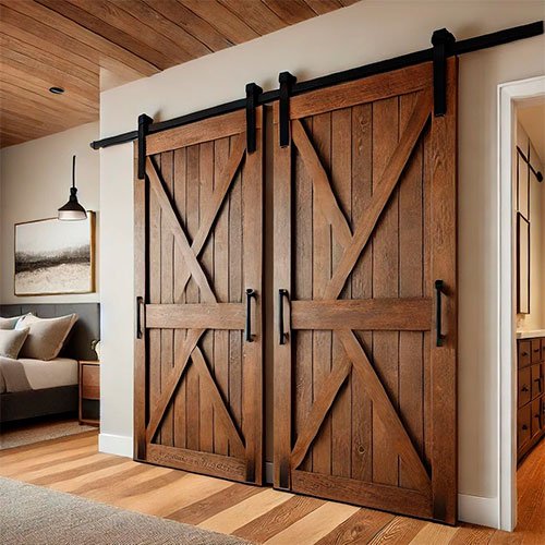 Puertas corredizas tipo granero en madera maciza — MAHUA